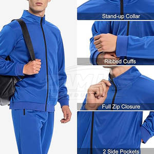Survêtements de course à fermeture éclair intégrale en polyester, couleur unie personnalisée, marque privée, pour hommes, avec col montant - Product Image 5
