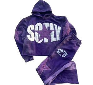 Conjunto Deportivo de Invierno para Hombre, Personalizado, con Estampado Desgastado, Bordado, Sublimación, Ecológico, Corte Regular, Sudadera con Capucha Gruesa y Pantalones Jogger - Product Image 3