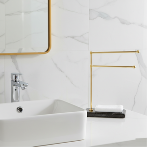 Porta Toallas de Mármol y Metal, Diseño Moderno y Elegante para Almacenamiento de Toallas de Mano en el Baño - Product Image 1