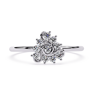 Bague de fiançailles romantique en or blanc avec diamant rond taille brillant, certifié GIA, bijoux pour femmes - Product Image 1