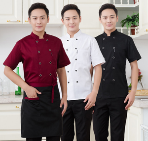 Uniforme de chef de cuisine, veste de chef pour femmes, hôtel, restaurant, design classique, manches courtes, veste de chef en coton unisexe, été - Product Image 3