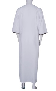White <b>Thobe</b> <b>Men</b> Jubba Summer Cotton Shalwar Kameez New Fashion Qatari Dubai Simple Plain Prayers Modest Jubbah Breathable - Product Image 2
