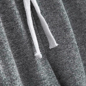Shorts décontractés gris unis pour femmes, en coton respirant, coupe droite, taille mi-haute avec cordon élastique, effet vieilli - Product Image 4