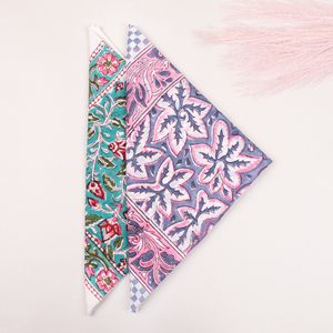 Artisan Handmade 100% Cotton Floral Block Printed 21" <b>Square</b> Bandana Hair <b>Scarf</b> High Quality Skin-Friendly Four Seasons Fashion - Product Image 3