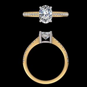 Bague de fiançailles solitaire en diamant ovale de 1,49 ct, or jaune 14k 18k, sertie pavé, pour mariage, anniversaire, bijoux fins sur mesure - Product Image 3