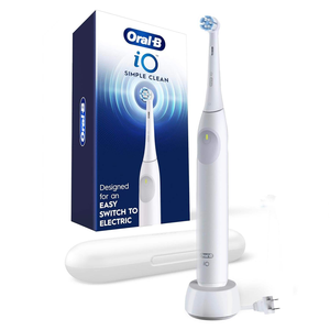 Oral-B iO Simple Clean Rechargeable Electric <b>Powered</b> Toothbrush, Pure White with 1 Gentle Care <b>Brush</b> Head and 1 White Travel - Product Image 2