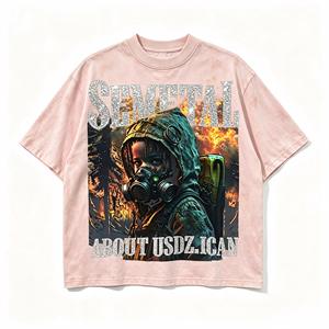 Semetal Oversized Men's <b>T</b>-<b>Shirt</b> With Gas Mask Photo Print Street Style Short Sleeve O-Neck 100% Cotton Jersey Fit - Product Image 1