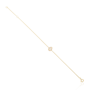 Delicada pulsera minimalista con cadena de eslabones y halo de diamantes naturales brillantes en forma de pera, regalo para novia, joyería de oro amarillo de 14 quilates. - Product Image 6