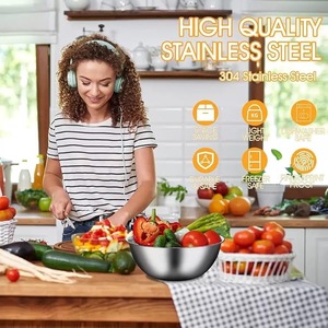 Tazón para Servir de Acero Inoxidable de Primera Calidad, Tazón para Mezclar Ensaladas de Metal de Grado Alimenticio, Vajilla de Cocina, Suministros para Restaurantes, Hoteles y Servicios de Catering - Product Image 4