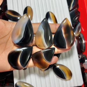 High Quality Natural Black Banded Agate Marquise Cut Pear Cut Color Play Mixed Free Size Third Party Certified Wholesale - Product Image 1