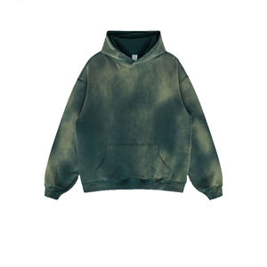 เสื้อฮู้ดดี้โอเวอร์ไซส์ผู้ชาย สีพื้น ผ้าฝ้ายฟอก เฟรนช์เทอร์รี่ สวมใส่สบายๆ สำหรับฤดูใบไม้ร่วง มีกระเป๋า ดีไซน์เรียบง่าย ทรงปกติ - Product Image 2