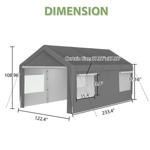 Tenda a baldacchino in acciaio resistente 10x20 con finestre ventilate avvolgibili, garage grigio con pareti laterali rimovibili e porte - Product Image 2