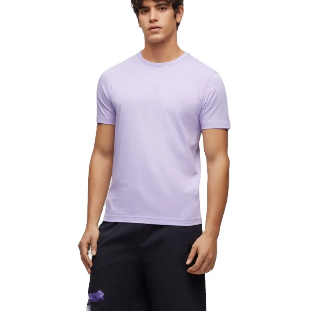 PREMIUM Baumwoll-T-SHIRT halbärmelig hellviolettes T-Shirt für Herren Herren Slim Fit Baumwolle Kurzarm-T-Shirt