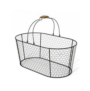 Oval Metal <b>Wire</b> Storage <b>Basket</b> With Wooden Handle Rustic Multi-Purpose Organizer Rustic metal <b>wire</b> <b>basket</b> Oval storage <b>basket</b> - Product Image 1