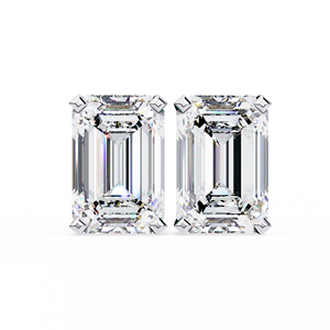 Boucles d'oreilles en or massif 18 carats, diamants taille émeraude, diamants de laboratoire couleur F, bijoux pour femmes en gros - Product Image 1