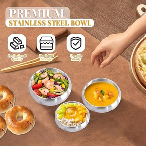 Bol moderne en acier inoxydable pour cuisine, restaurant, hôtel – Idéal pour servir, mélanger, préparer les salades et les aliments – Vaisselle durable et antirouille – Vente en gros - Product Image 6