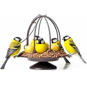 Mangeoire suspendue pour oiseaux, couleur gris, revêtement en poudre, pour l'alimentation des oiseaux, article en métal artisanal, vente en gros - Product Image 1