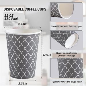 Confezione da 180 Bicchieri di Carta Usa e Getta da 12 oz per Caffè, Bicchieri Isolati per Bevande Calde/Fredde - Product Image 2