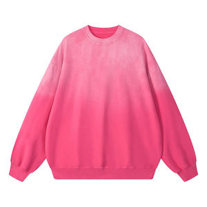 Oversized Crew Neck Pullover <b>Sweatshirt</b> Solid <b>Pink</b> Knitted Unisex Regular Length Autumn Style - Product Image 1