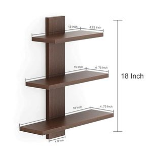 Étagère murale flottante en bois en forme de L à 3 niveaux, multifonctionnelle, non pliable, moderne, pour le salon, décoration de la maison - Product Image 3