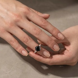 925 Black Moissanite 4.0 Carat Hidden Halo 4 Prong Round Cut Rose Gold Plated Promise <b>Ring</b> Women's <b>Indian</b> Supplier. - Product Image 2