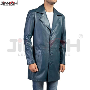 เสื้อโค้ทหนังทรงยาวสำหรับผู้ชาย ฤดูหนาว แฟชั่นทันสมัย ทรงเข้ารูป ราคาขายส่ง เสื้อโค้ทหนังกันหนาวสำหรับกิจกรรมกลางแจ้ง - Product Image 3
