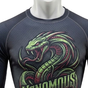 Camiseta deportiva de compresión de cintura alta para hombre, de secado rápido, elástica, de manga corta, con estampado para culturismo. - Product Image 2