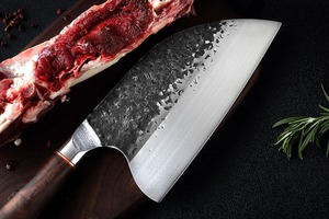 Custom Handmade Forged Carbon Steel Cleaver <b>Knife</b> Wood Handle Leather Sheath 8in 3.0mm Thick Blade Extra <b>Sharp</b> Modern - Product Image 3