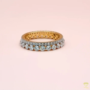 Elegante Anillo de Eternidad Dorado con Diamantes Redondos Cultivados en Laboratorio, Joyería de Lujo para Boda, Regalo de Aniversario para Ella - Product Image 6