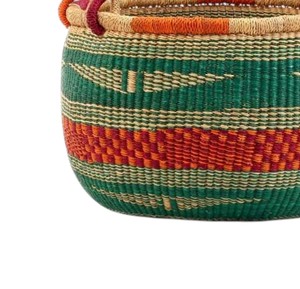 Panier de rangement géométrique en jonc de mer vert et rouge, tressé à la main, écologique, vente en gros directe usine - Product Image 4