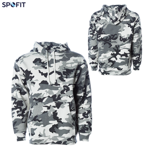 Sweat à capuche technique personnalisé pour homme, imprimé camouflage, col en polaire, polyester/coton, style formel pour la saison printanière - Product Image 2