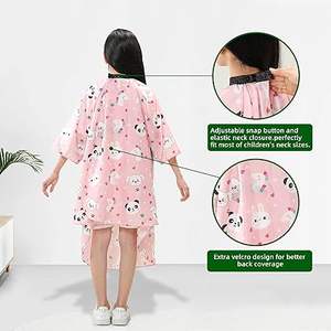 Kids Barber <b>Cape</b> Adjustable Snap Closure Sleeves Water-Resistant Eco-Friendly Customizable Size Color for Boys Girls - Product Image 3