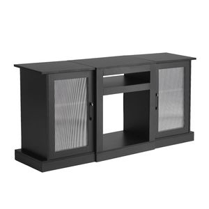 Mobile TV Moderno per TV fino a 65 Pollici, Mobile Porta TV in Legno con Illuminazione a LED e Ante in Vetro - Product Image 1