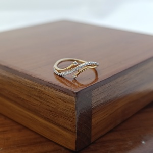 18K Solid <b>Gold</b> Diamond Curved Open <b>Ring</b> Pave <b>Set</b> Minimalist Wrap Design Elegant Stackable <b>Ring</b> for Women Daily Wear Gift - Product Image 2