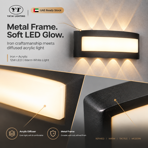 Modern 12W IP65 Outdoor <b>LED</b> Wall <b>Light</b> <b>Warm</b> White Iron Acrylic Slim Surface Mounted For Villa Balcony Corridor Entrance - Product Image 3