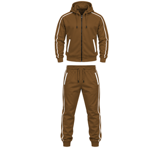 Ensemble de survêtement à capuche pour homme, directement de l'usine, veste de sport à fermeture éclair intégrale et pantalon de jogging, qualité supérieure, vêtements de sport pour la salle de gym, la course à pied - Product Image 1