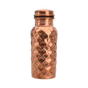 Modern Contemporary Design Copper Floral Engraved Stainless Steel Matt Finished Water <b>Bottle</b> METAL WAVE Office Home Wedding - Product Image 5
