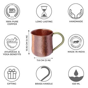 Mug en cuivre rustique idéal pour les boissons froides, les smoothies, les cocktails et les rassemblements en plein air, pour le café froid et les fêtes - Product Image 3