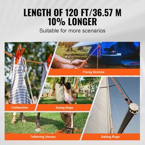 Arancione/nero 3/8X120 ft doppio intrecciato in poliestere arboricoltore corda da arrampicata 48 fili 4000 LBS forza per escursioni su roccia - Product Image 4