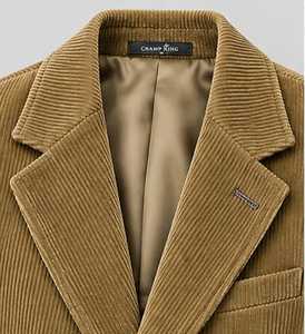 Blazer en velours côtelé moutarde pour femme, manches longues, fermeture à boutons, vêtement d'automne - Product Image 2