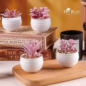 Set of 6 Small Artificial Pink Succulents with Pots for Girls' Room Decor Office Desk Accessories Women's Space-Fake Plants - Product Image 6