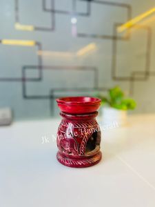 เตาเผาเครื่องหอมหินอ่อนทำมือ สีแดง พร้อมลวดลายแกะสลัก ใช้สำหรับกระจายกลิ่นหอม ตกแต่งบ้าน ใช้ได้ทุกฤดู - Product Image 2