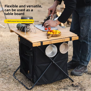 Table de camping portable, armoire de rangement de camping, table de camping pliable avec organisateur de rangement pour pique-nique en plein air - Product Image 4