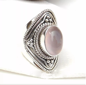 Pink Rose <b>Quartz</b> 925 Sterling Silver <b>Ring</b> Natural Gemstone Jewelry <b>Ring</b> - Product Image 1
