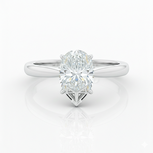 แหวนหมั้นเพชรเพาะเลี้ยงทรงลูกแพร์ทองคำขาว 9KT ประดับเพชรเม็ดเดี่ยว รับรองโดย IGI แหวนแต่งงานทันสมัย ชุบทอง - Product Image 4