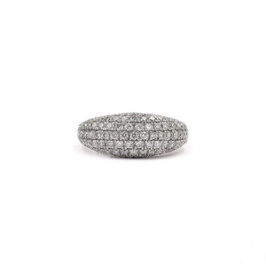 Pave Set Iced Moissanite <b>Dome</b> Signet <b>Ring</b> Multi Row Wedding <b>Ring</b> 925 Sterling Silver Rhodium Plated Hiphop Style Cocktail <b>Ring</b> - Product Image 1