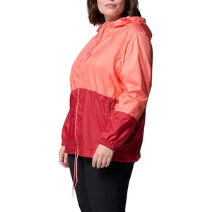 เสื้อกันลมสีบล็อกสำหรับผู้หญิงไซส์พลัส สีชมพูแซลมอนและสีแดงเลือดหมู พร้อมฮู้ด - Product Image 3