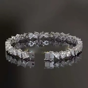 Customized Round Shape Lab Grown Diamond Tennis Bracelet Bezel Setting 18K White Gold Diamond Bracelet for Both Men and Women - Product Image 5