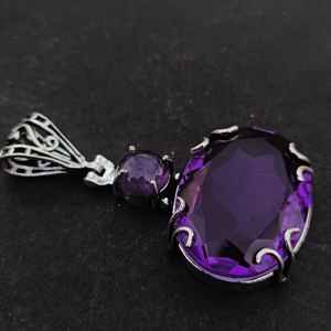Hermoso colgante de amatista, plata de ley 925, joyería hecha a mano, regalo para mujer, cumpleaños, diseño elegante y lujoso - Product Image 2