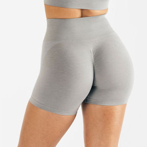 Shorts de Yoga de Cintura Alta sin Costuras para Mujer, Color Sólido, Spandex, Poliéster, Cintura Elástica, Shorts Deportivos Cortos - Product Image 5
